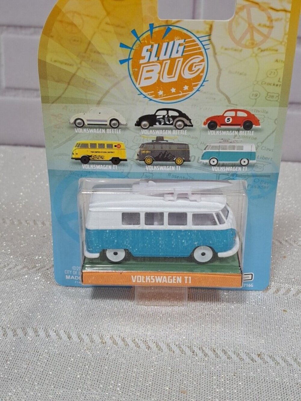 Jada Punch Buggy Slug Bug Volkswagen T1 Microbus Teal & White Diecast Surfboard - Picture 6 of 6
